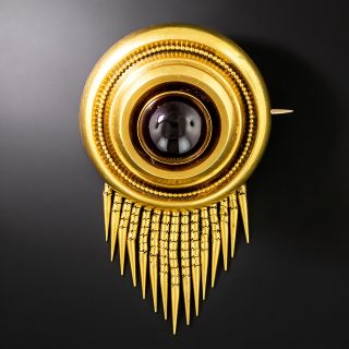 Victorian Carbuncle Garnet Tassle Locket/Brooch - 2
