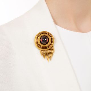 Victorian Carbuncle Garnet Tassle Locket/Brooch
