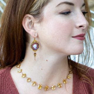 Victorian Carnelian Cameo Long Drop Earrings