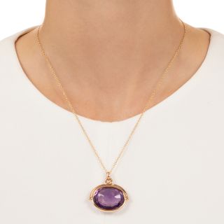 Victorian Carved Intaglio Amethyst Swivel Pendant
