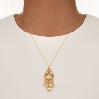 Victorian Citrine and Seed Pearl Girandole Pendant