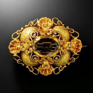 Victorian Citrine Floral Brooch, United Kingdom - 2