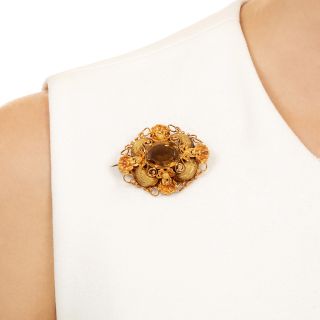 Victorian Citrine Floral Brooch, United Kingdom