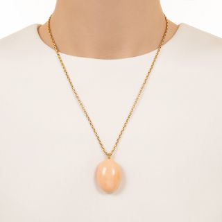 Victorian Coral Cabochon Pendant