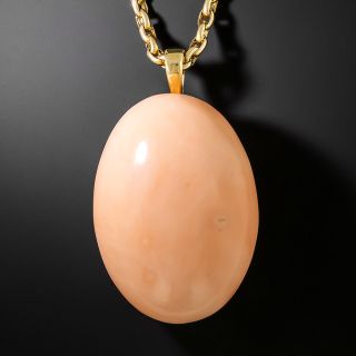 Victorian Coral Cabochon Pendant - 2