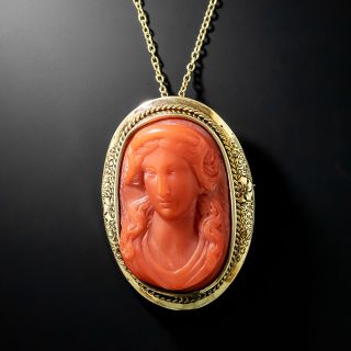 Victorian Coral Cameo Pendant/Brooch - 1