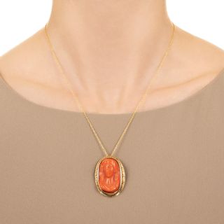 Victorian Coral Cameo Pendant/Brooch