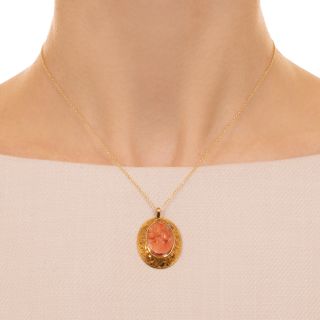 Victorian Coral Cameo Pendant