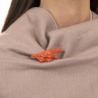 Victorian Coral Cherub Brooch