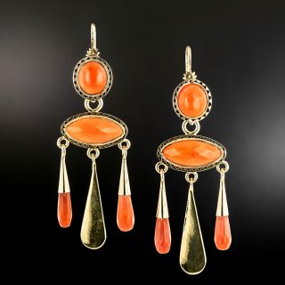 Victorian Coral Dangle Earrings - 2