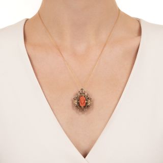 Victorian Coral Pendant/Brooch