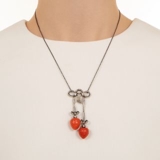 Victorian Coral Strawberry Negligee Necklace