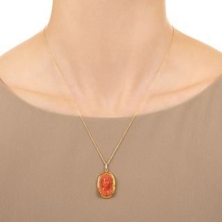 Victorian Dainty Coral Cameo Pendant