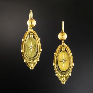 Victorian Dangle Earrings with Diamond Accent, English - 2