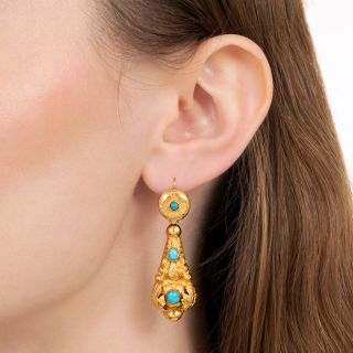 Victorian Day and Night Turquoise Drop Earrings
