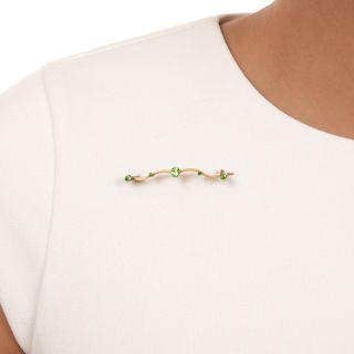 Victorian Demantoid Garnet Wavy Bar Pin
