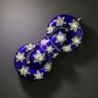Victorian Diamond and Enamel Bow Motif Pin - 4