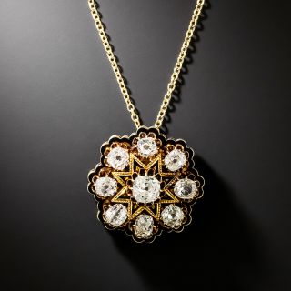 Victorian Diamond and Enamel Cluster Pendant - 3