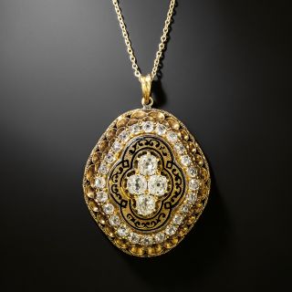 Victorian Diamond And Enamel Pendant - 2