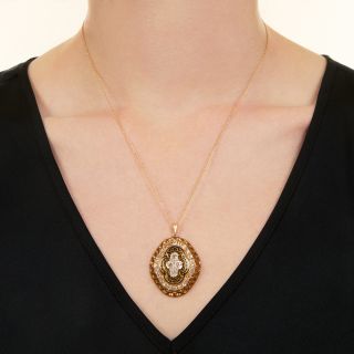 Victorian Diamond And Enamel Pendant