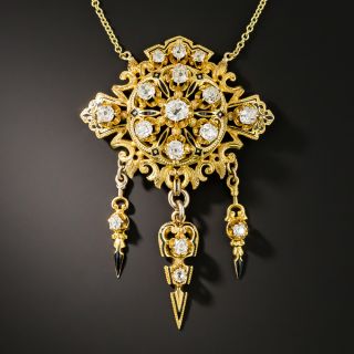 Victorian Diamond and Enamel Pendant  - 1