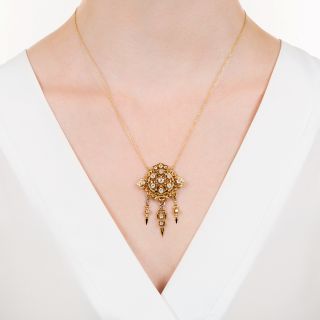 Victorian Diamond and Enamel Pendant 