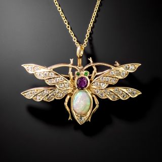 Victorian Diamond and Gemstone Bug Pendant/Brooch - 2