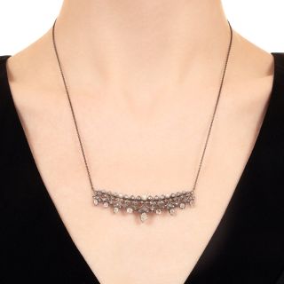 Victorian Diamond and Pearl Tiara Necklace