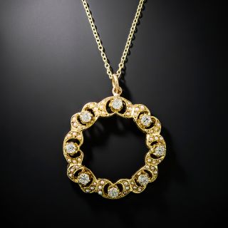 Victorian Diamond And Seed Pearl Circle Pendant - 2