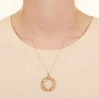 Victorian Diamond And Seed Pearl Circle Pendant