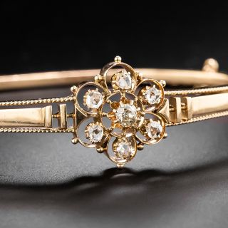 Victorian Diamond Cluster Bangle Bracelet - 5