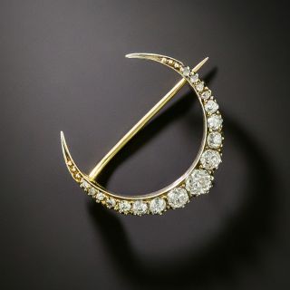 Victorian Diamond Crescent Brooch - 3
