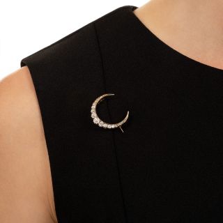Victorian Diamond Crescent Brooch