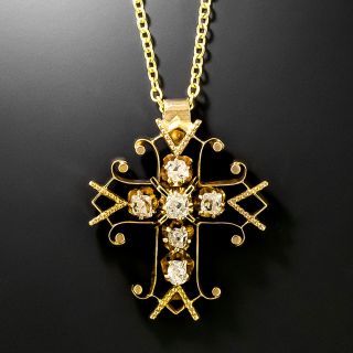 Victorian Diamond Cross Pendant - 3