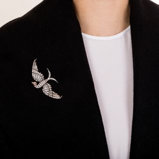  Victorian Diamond Encrusted Bird Brooch