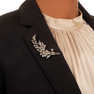 Victorian Diamond Floral Spray Brooch