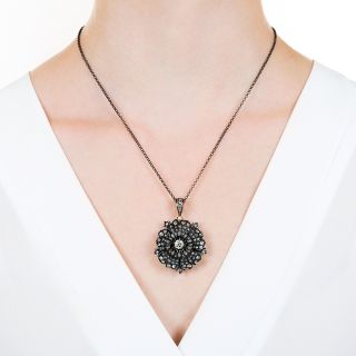 Victorian Diamond Pansy Flower Pendant