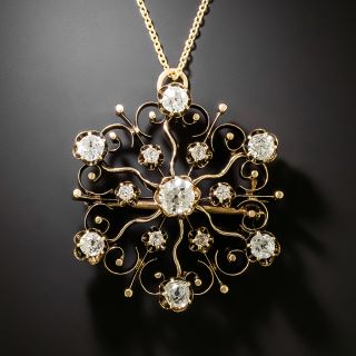 Victorian Diamond Scroll Pendant/Brooch - 2