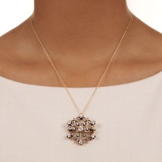 Victorian Diamond Scroll Pendant/Brooch