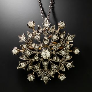 Victorian Diamond Starburst Cluster Necklace/Brooch - 2