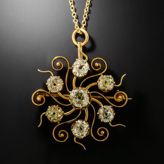 Victorian Diamond Starburst Pendant/Brooch - 2