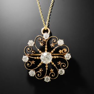 Victorian Diamond Swirl Pendant/Brooch - 2