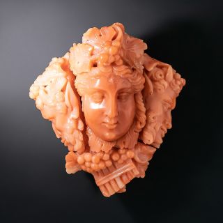 Victorian Dionysus/Bacchus Coral Brooch - 2
