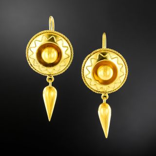 Victorian Disk and Drop Dangle Earrings - 2