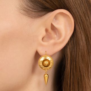 Victorian Disk and Drop Dangle Earrings