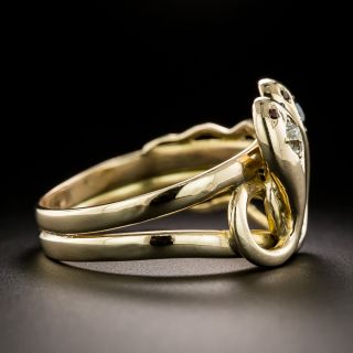 Victorian Double Snake Sapphire and Diamond Ring
