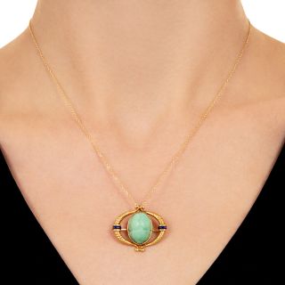 Victorian Egyptian Revival  Scarab and Enamel Pendant/Brooch by Goldberg