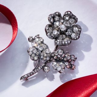 Victorian En Tremblant Diamond Flower Brooch