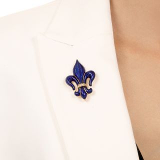 Victorian Enamel and Diamond Fleur-de-Lys Brooch