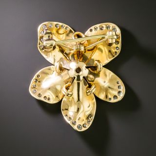 Victorian Enamel and Diamond Flower Brooch/Pendant